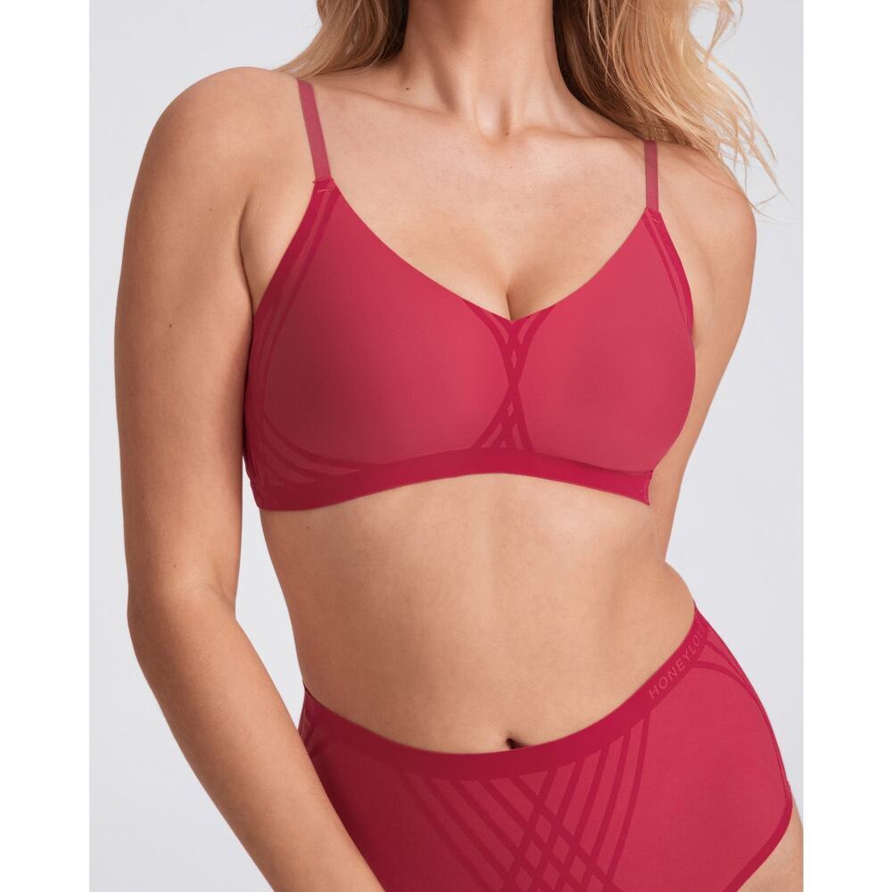 Honeylove Silhouette LiftWear Wire Free Bra Women's Red Size Large